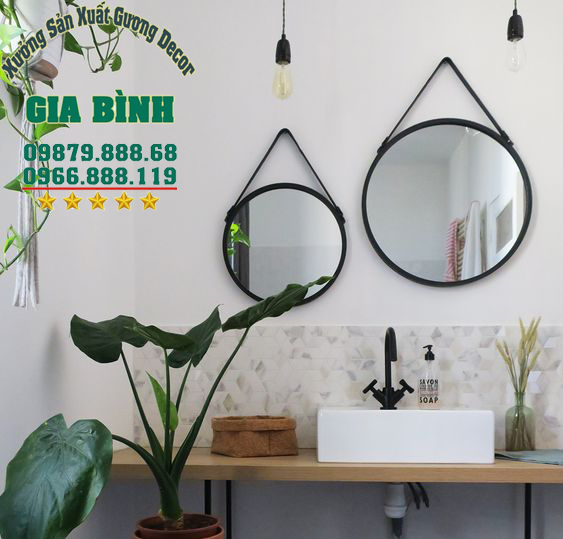 Gương Trang Điểm Tròn Dây Da Cao Cấp D50