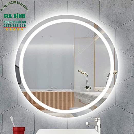 Gương soi bàn trang điểm led trần phun cát trang trí phòng tắm D70