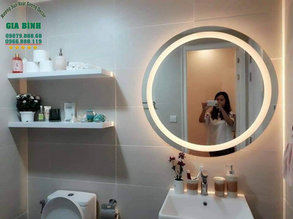 Gương Soi Bàn Trang Điểm Led Trần Phun Cát D50