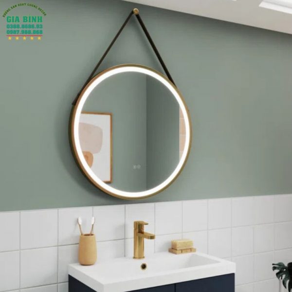 Gương dây da LED treo tường bằng kim loại mã TT05