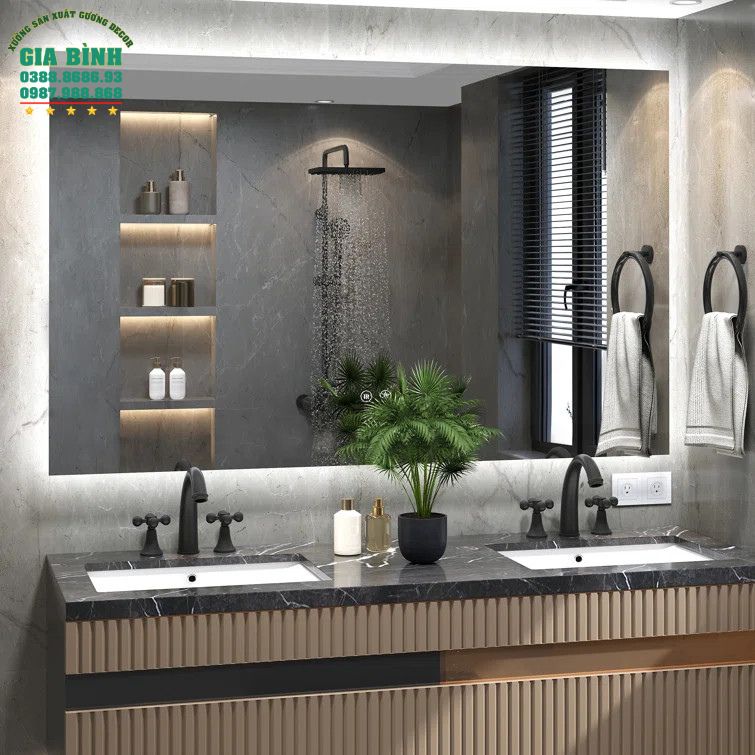 Gương LED treo phòng tắm hình chữ nhật mã GL07