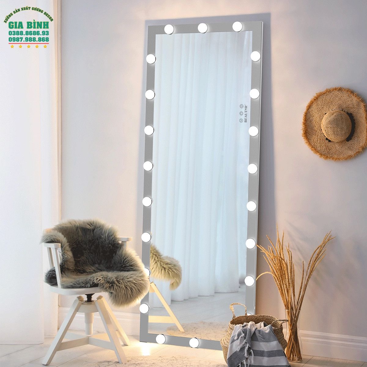 Gương soi toàn thân hình chữ nhật viền LED mã GB09