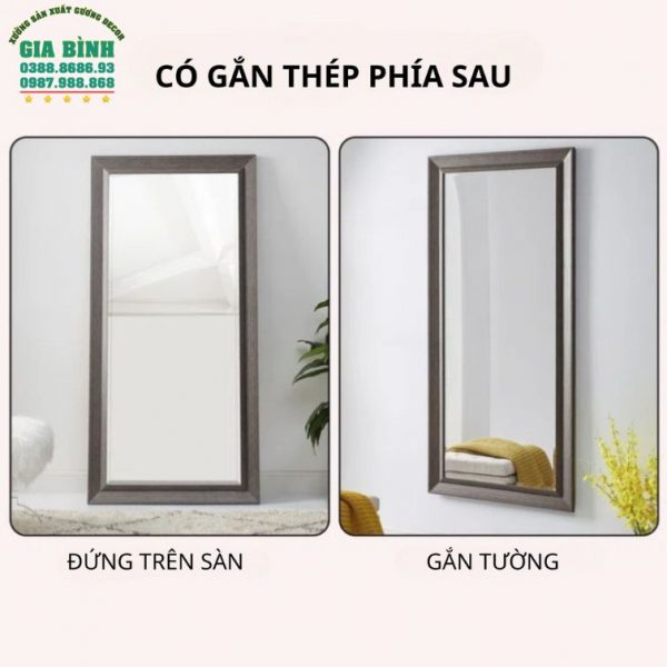 Gương soi toàn thân khung giả gỗ hình chữ nhật mã GB06