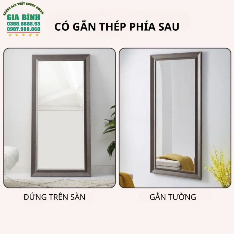 Gương soi toàn thân khung giả gỗ hình chữ nhật mã GB06