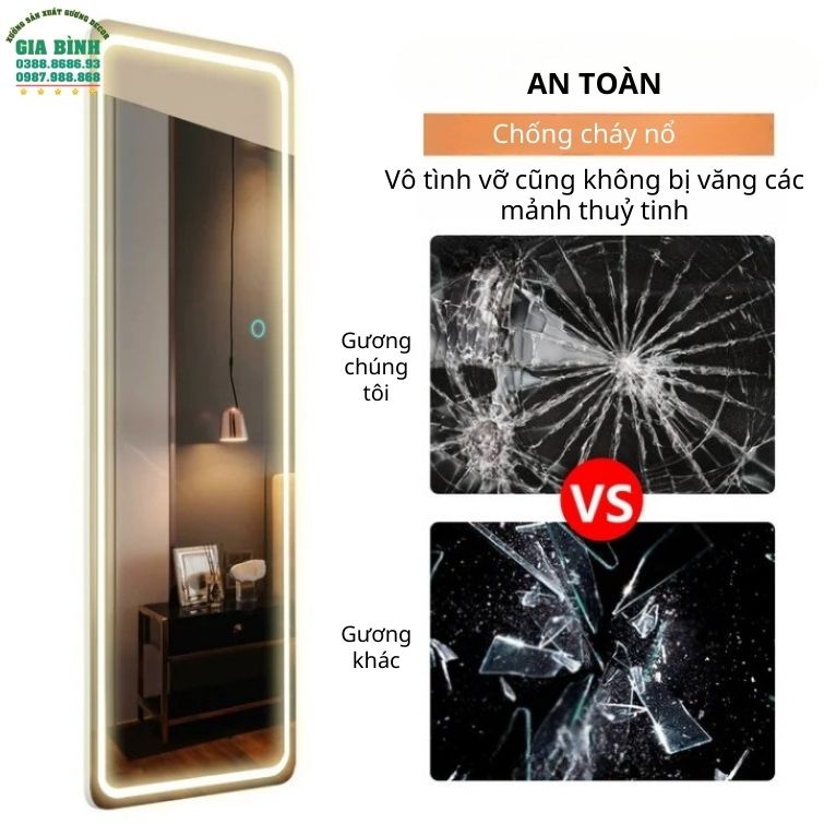 Gương LED treo tường soi toàn thân hình chữ nhật mã GB10