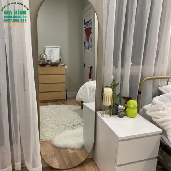 Gương gỗ soi toàn thân hình bầu dục mã GB19