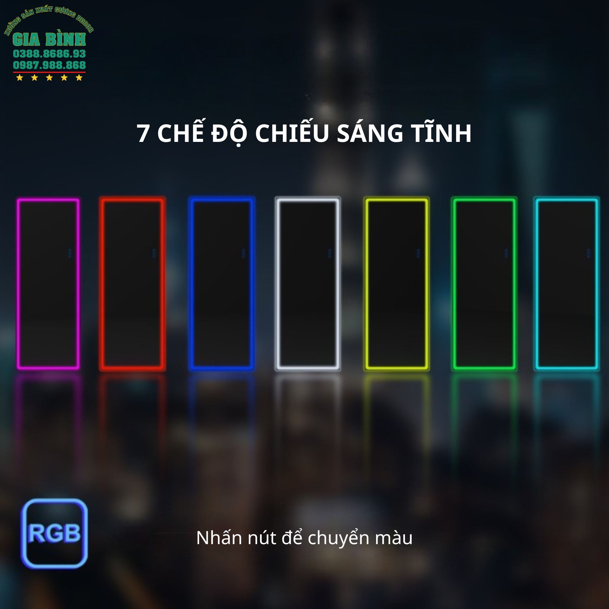 Gương LED nhiều màu soi toàn thân mã GB18