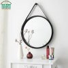 Gương dây da treo tường màu đen hình tròn mã TT01