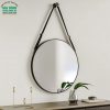 Gương dây da treo tường màu đen hình tròn mã TT01