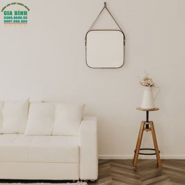 Gương dây da treo tường thiết kế hình vuông mã TT06