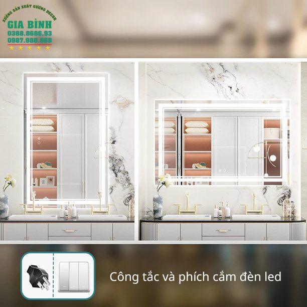 Gương LED treo nhà tắm hình chữ nhật mã GL03