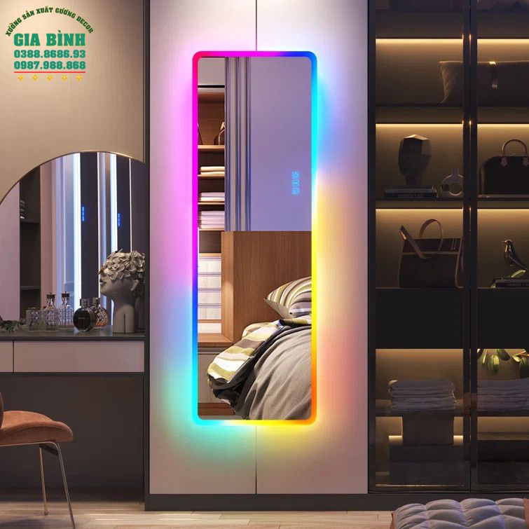 Gương LED nhiều màu treo tường hình chữ nhật mã GL06