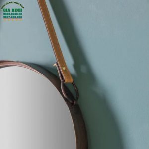 Gương dây da treo tường hình tròn mã TT09
