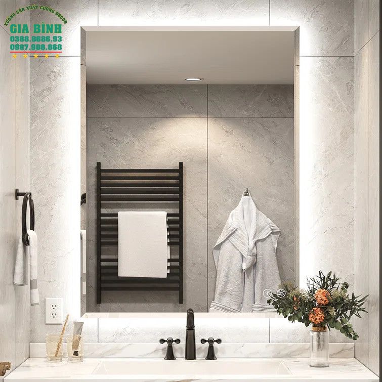 Gương LED treo phòng tắm hình chữ nhật mã GL07