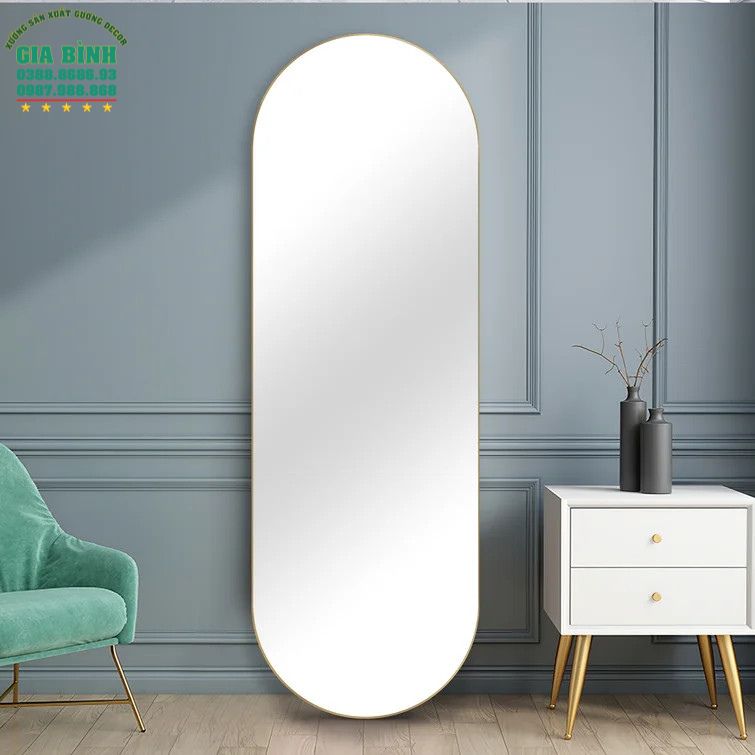 Gương gỗ soi toàn thân hình bầu dục mã GB19