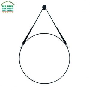 Gương dây da treo tường màu đen hình tròn mã TT01