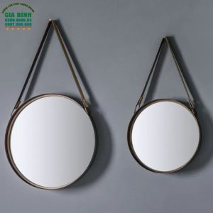 Gương dây da treo tường hình tròn mã TT09