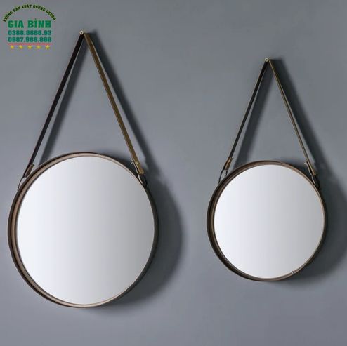Gương dây da treo tường hình tròn mã TT09