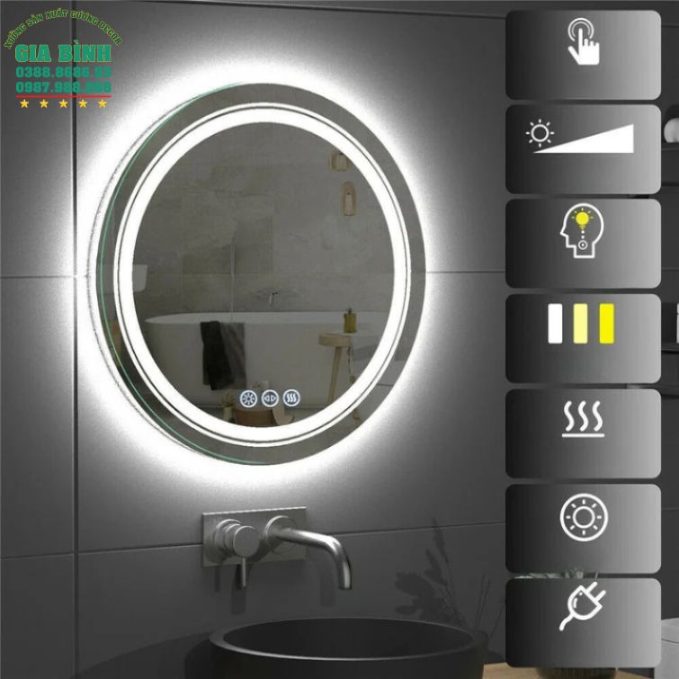 Gương LED treo tường hình tròn mã L04