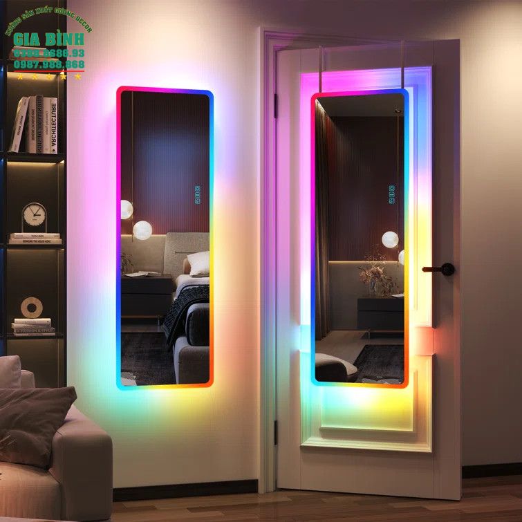 Gương LED nhiều màu treo tường hình chữ nhật mã GL06