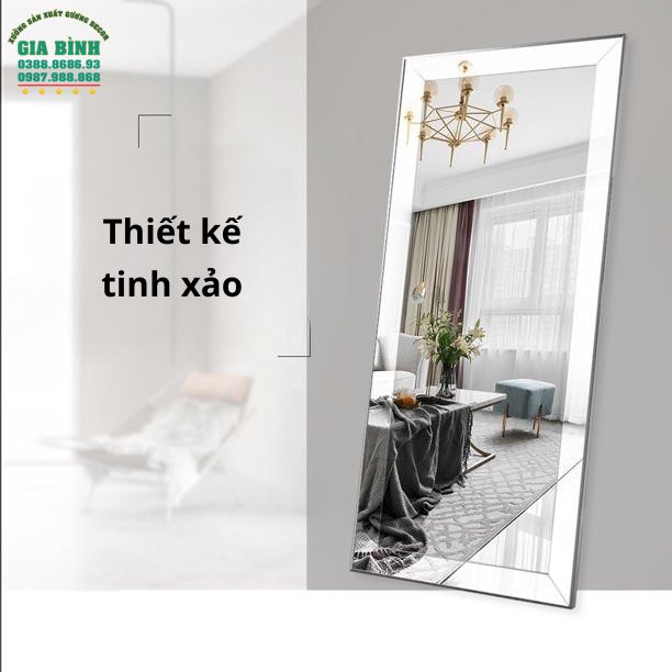 Gương soi toàn thân thiết kế khung bạc viền to mã GB12