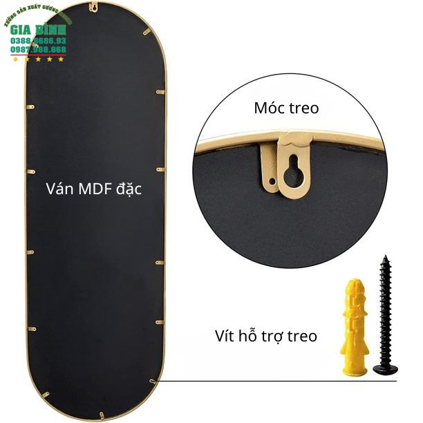 Gương soi toàn thân thiết kế hình bầu dục mã GB14