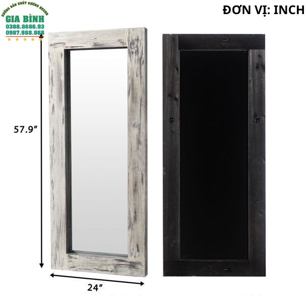 Gương gỗ nguyên khối soi toàn thân hình chữ nhật mã GB17