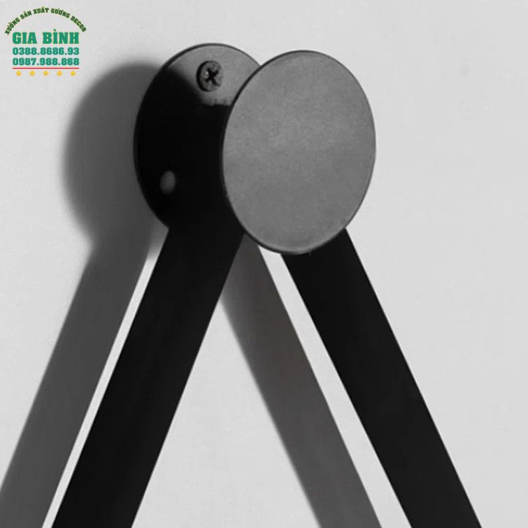 Gương dây da treo tường màu đen hình tròn mã TT01