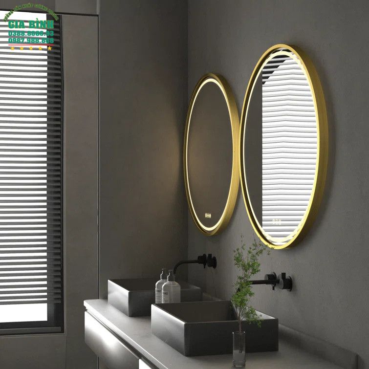 Gương dây da LED treo tường bằng kim loại mã TT05
