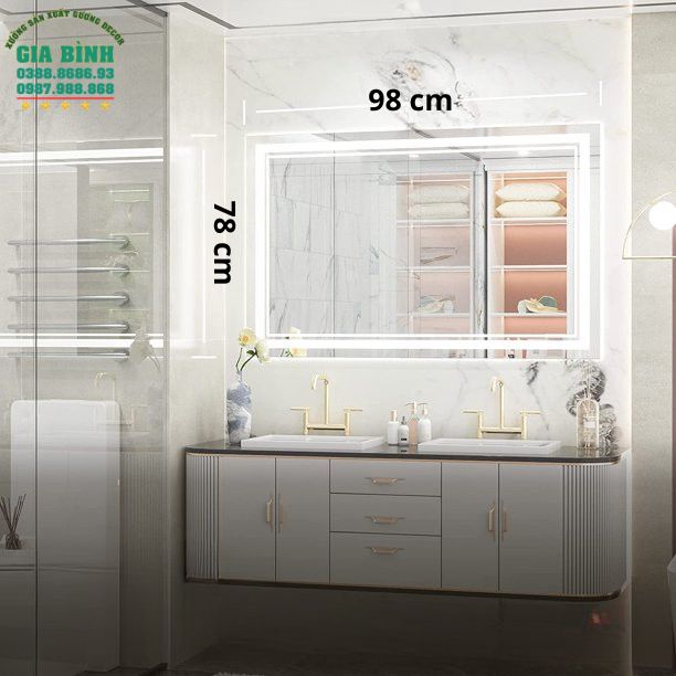 Gương LED treo nhà tắm hình chữ nhật mã GL03