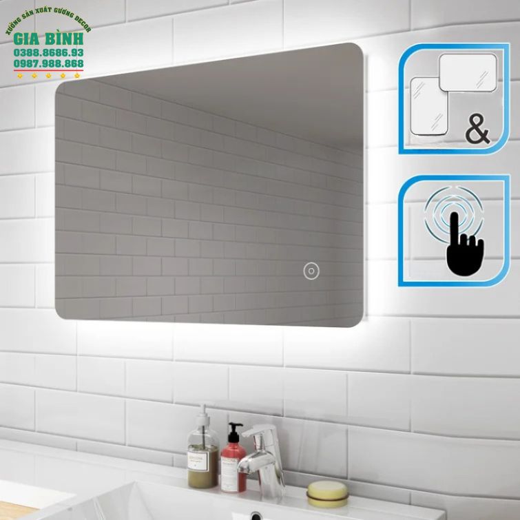 Gương LED treo tường hình chữ nhật mã GL02