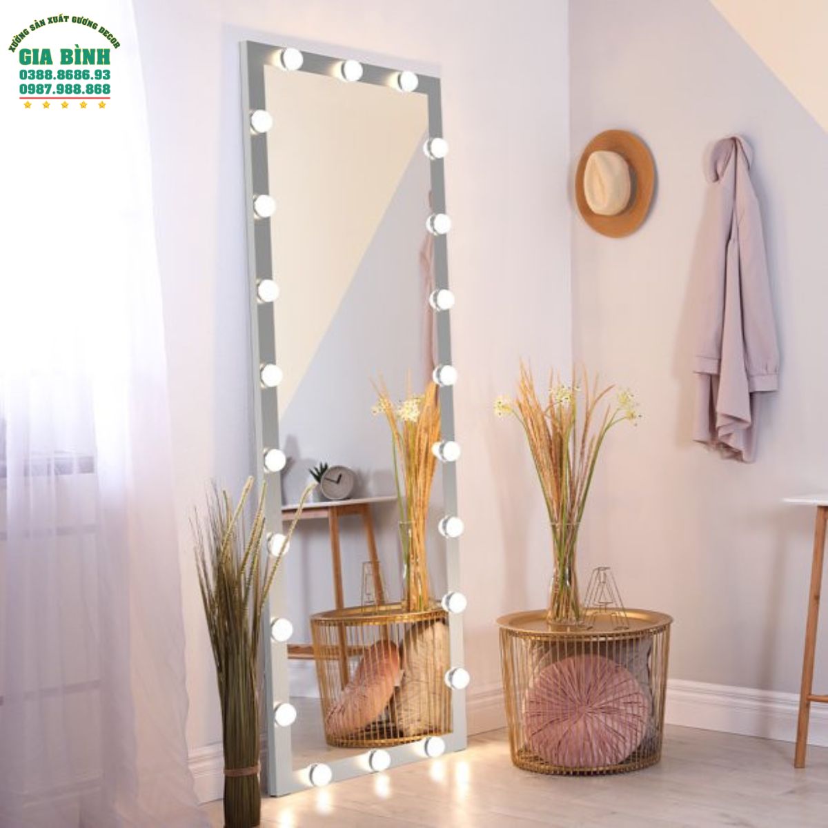 Gương soi toàn thân hình chữ nhật viền LED mã GB09