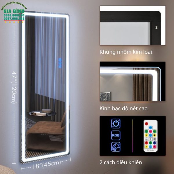 Gương LED nhiều màu soi toàn thân mã GB18