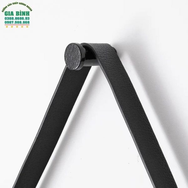 Gương dây da treo tường màu đen hình tròn mã TT01