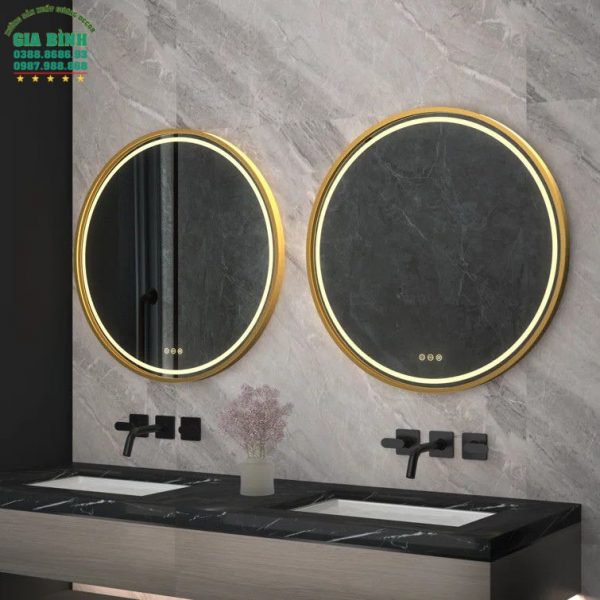 Gương dây da LED treo tường bằng kim loại mã TT05