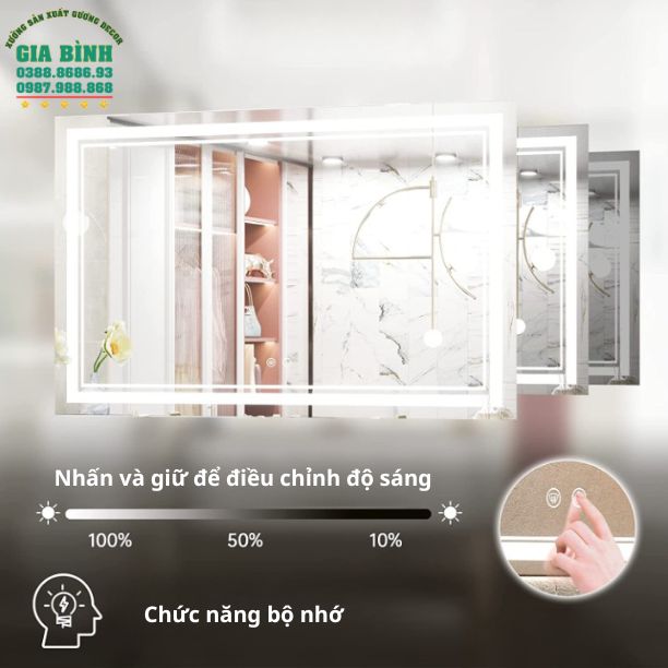Gương LED treo nhà tắm hình chữ nhật mã GL03