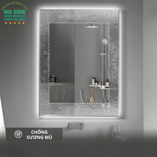Gương LED treo phòng tắm hình chữ nhật mã GL07