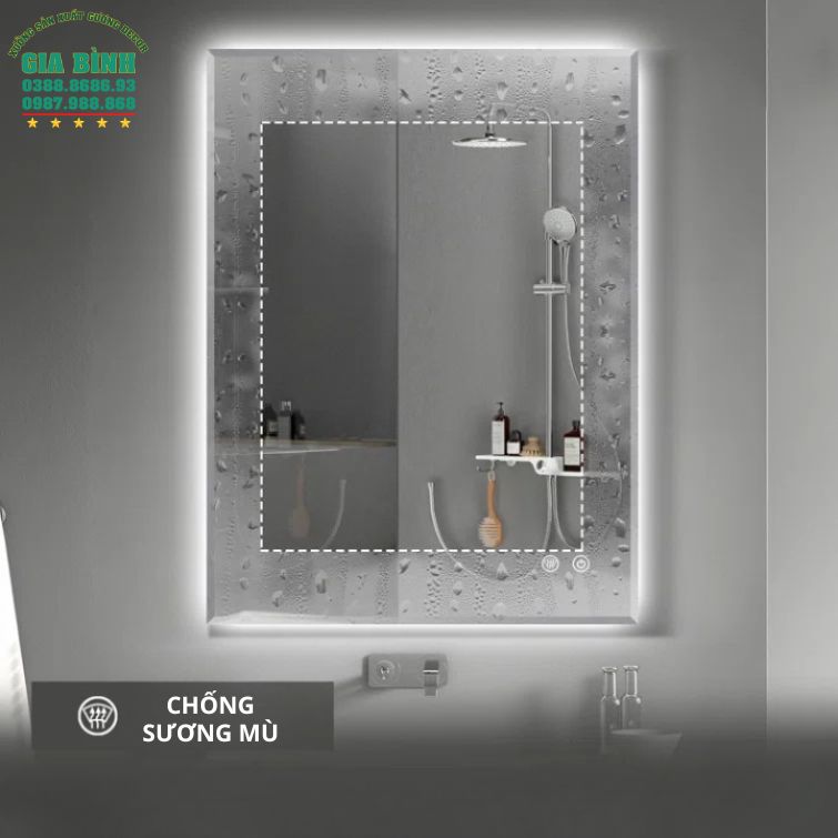 Gương LED treo phòng tắm hình chữ nhật mã GL07