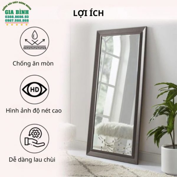 Gương soi toàn thân khung giả gỗ hình chữ nhật mã GB06