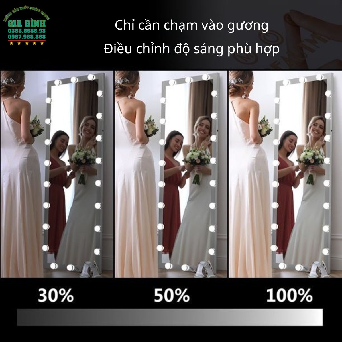 Gương soi toàn thân hình chữ nhật viền LED mã GB09