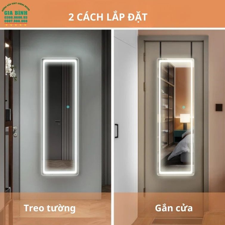Gương LED treo tường soi toàn thân hình chữ nhật mã GB10