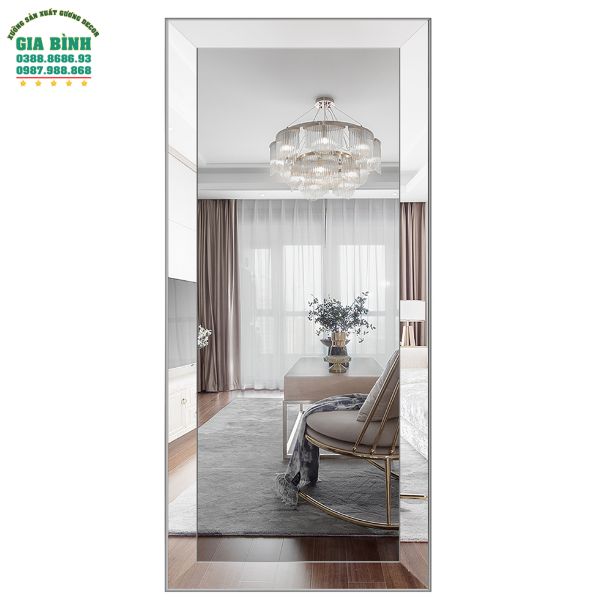 Gương soi toàn thân thiết kế khung bạc viền to mã GB12