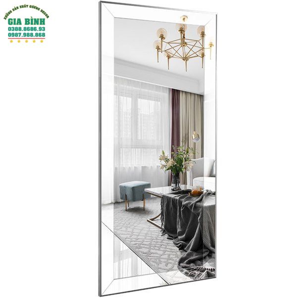 Gương soi toàn thân thiết kế khung bạc viền to mã GB12