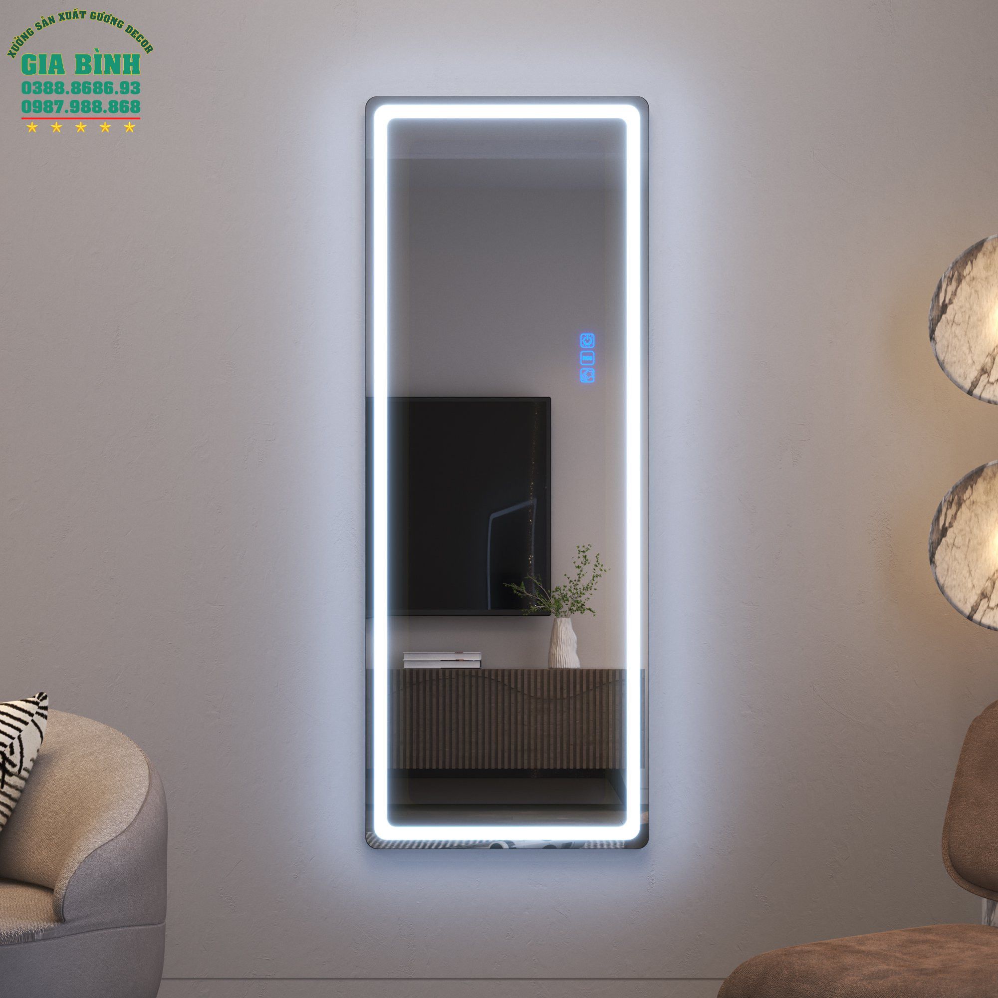 Gương LED nhiều màu soi toàn thân mã GB18
