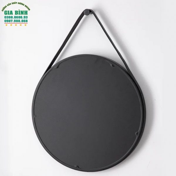 Gương dây da treo tường màu đen hình tròn mã TT01Gương dây da treo tường màu đen hình tròn mã TT01