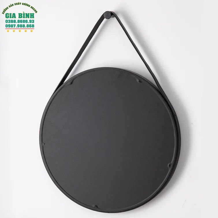 Gương dây da treo tường màu đen hình tròn mã TT01Gương dây da treo tường màu đen hình tròn mã TT01