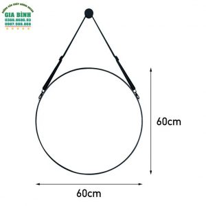 Gương dây da treo tường màu đen hình tròn mã TT01
