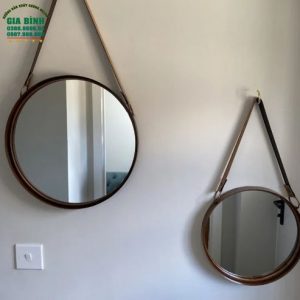 Gương dây da treo tường hình tròn mã TT09
