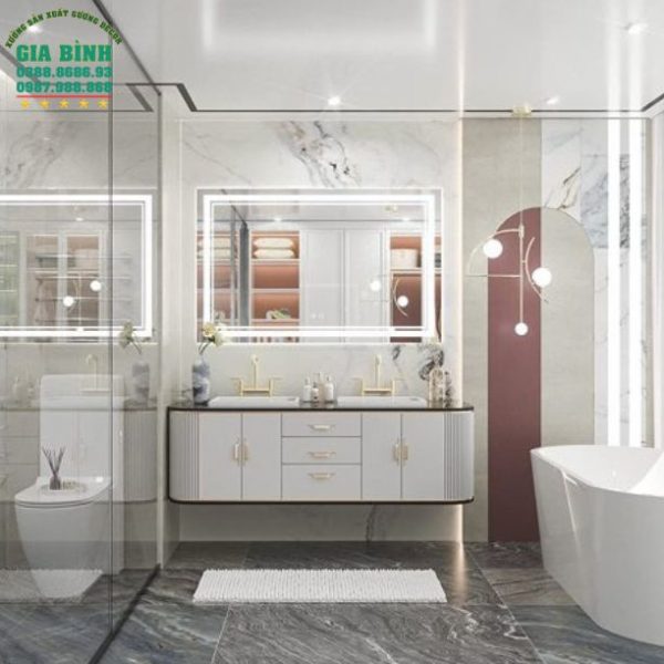 Gương LED treo nhà tắm hình chữ nhật mã GL03