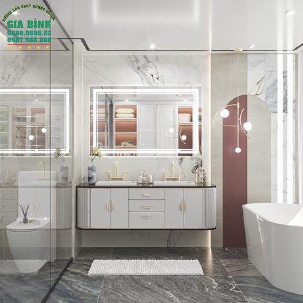 Gương LED treo nhà tắm hình chữ nhật mã GL03